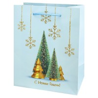 Миленд/Пакет бумажный ламинированный. С Новым годом. Елки/180 х 230 х 100/ППК-2311/