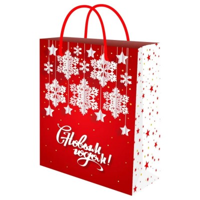 Миленд/Пакет бумажный ламинированный. С Новым годом. Снежинки/180 х 230 х 80/ППК-2318/