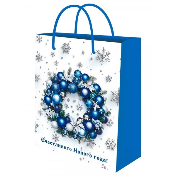 Миленд/Пакет бумажный ламинированный. Новогодний венок/180 х 230 х 80/ППК-2313/