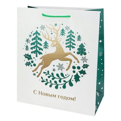 Миленд/Пакет бумажный ламинированный. С Новым годом. Олень/264 х 327 х 136/ППК-2402/
