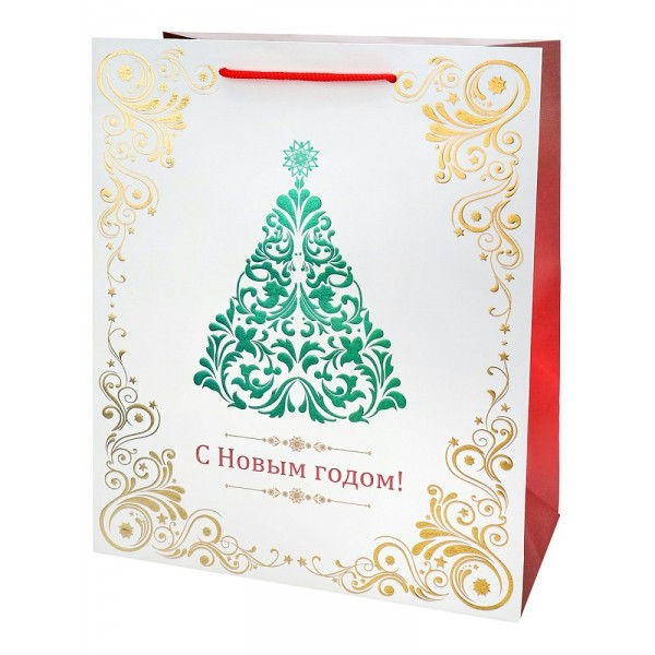 Миленд/Пакет бумажный ламинированный. С Новым Годом. Новогодняя елка/264 х 327 х 136/ППК-2400/