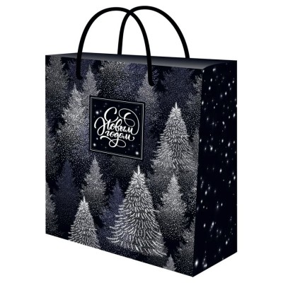 Миленд/Пакет бумажный ламинированный. С Новым годом. Снежные елки/264 х 327 х 136/ППК-2343/