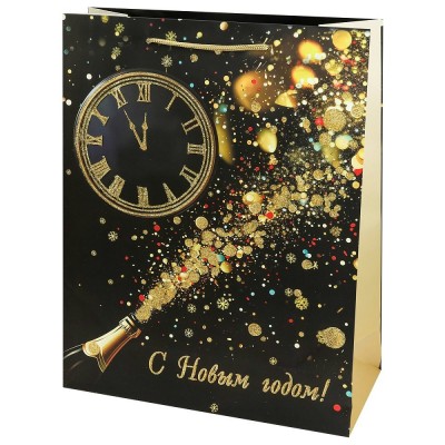 Миленд/Пакет бумажный ламинированный. С Новым годом. Куранты/310 х 400 х 120/ППК-2365/