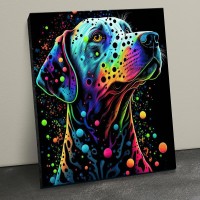Картина по номерам холст на подрамнике 40х50 Неоновый лабрадор черный холст 14 цветов BHR0559 Молли