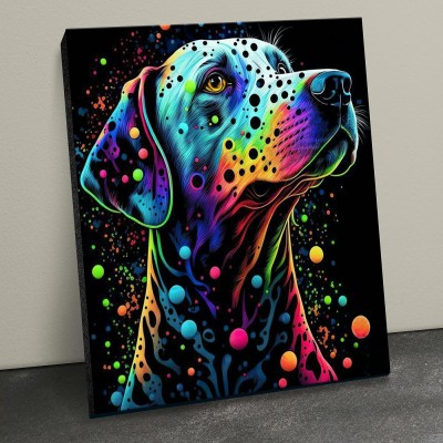 Картина по номерам холст на подрамнике 40х50 Неоновый лабрадор черный холст 14 цветов BHR0559 Молли Картина по номерам холст на подрамнике 40х50 Неоновый лабрадор черный холст 14 цветов BHR0559 Молли