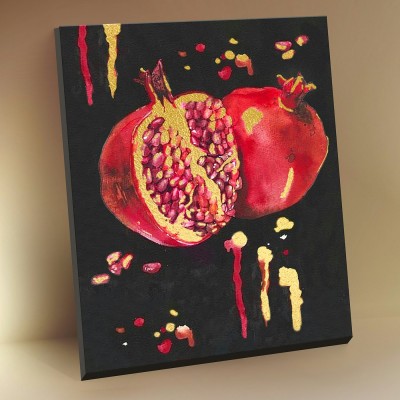 Картина по номерам холст на подрамнике 40х50 Сочный гранат черный холст с поталью 18 цветов BHR0581 Молли