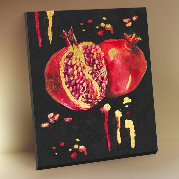 Картина по номерам холст на подрамнике 40х50 Сочный гранат черный холст с поталью 18 цветов BHR0581 Молли