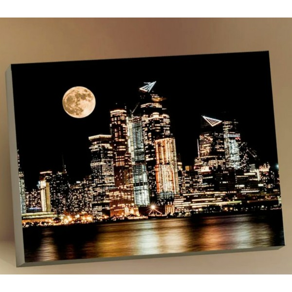 Картина по номерам холст на подрамнике 40х50 Ночной город черный холст с поталью 18 цветов BHR0583 Молли