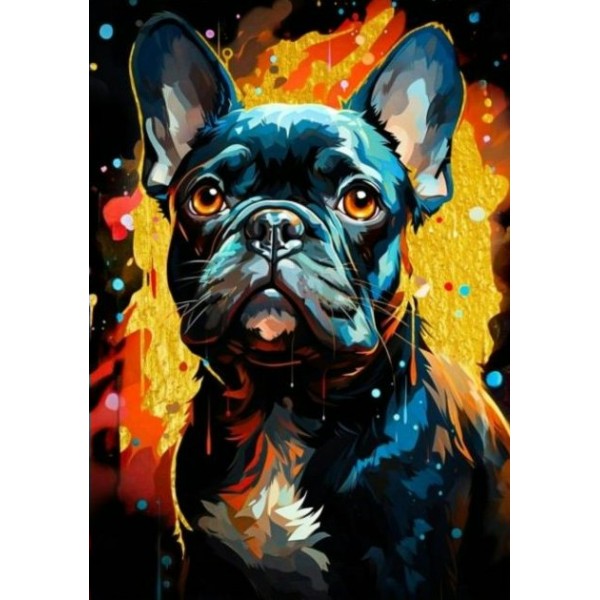 Картина по номерам холст на подрамнике 40х50 Французский бульдог черный холст с поталью 22 цвета BHR0585 Молли