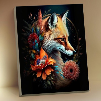 Картина по номерам холст на подрамнике 40х50 Лиса в цветах черный холст с поталью 24 цвета BHR0587 Молли