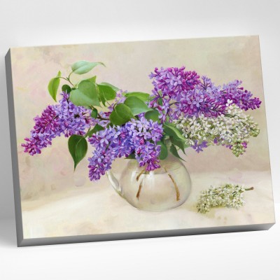 Картина по номерам холст на подрамнике 40х50 Ветка сирени Бузин 29 цвета HR0738 Молли