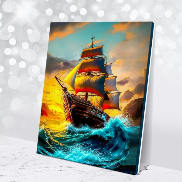 Картина по номерам холст на подрамнике 40х50 В шторм 24 цвета с поталью MP0005 Молли