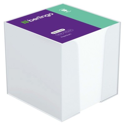 Блок бумажный 90х90х90мм 1000 листов Premium пластиковый бокс белый ZP8608 Berlingo  290214