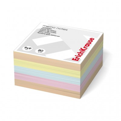 Блок бумажный 90х90х50мм на скоейке 4 цвета 80г/м2 62117 ErichKrause