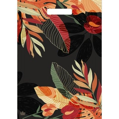 Тико/Пакет полиэтиленовый c вырубной ручкой. Gray Gloss. Листья/315 х 430/ВУР58782/