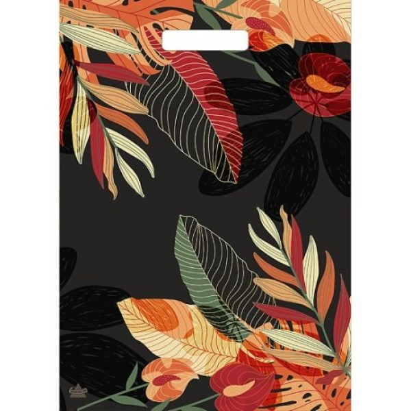 Тико/Пакет полиэтиленовый c вырубной ручкой. Gray Gloss. Листья/315 х 430/ВУР58782/