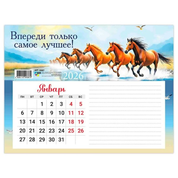 Квадра/Календарь настенный магнитный с блоком для записей 2026. Символ года 200 х 150/9387/