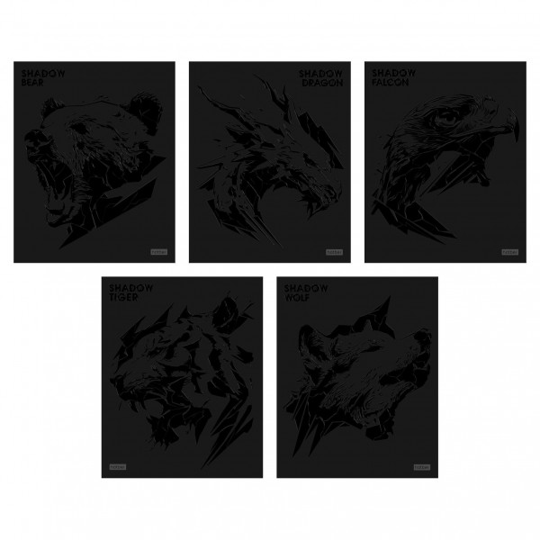 Тетрадь 48 листов А5 клетка Shadow матовая ламинация 3D лак 5 дизайнов в блоке 65г/м2 48Т5лолВ1 Хатбер 5/60 093204