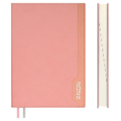 Ежедневник датированный 2026 А5 146х211 176 листов, линия, твердая обложка, кожзам Escalada Думай как миллиардер розовый, 2 ляссе, 70г/м2 70235 Феникс 15/30