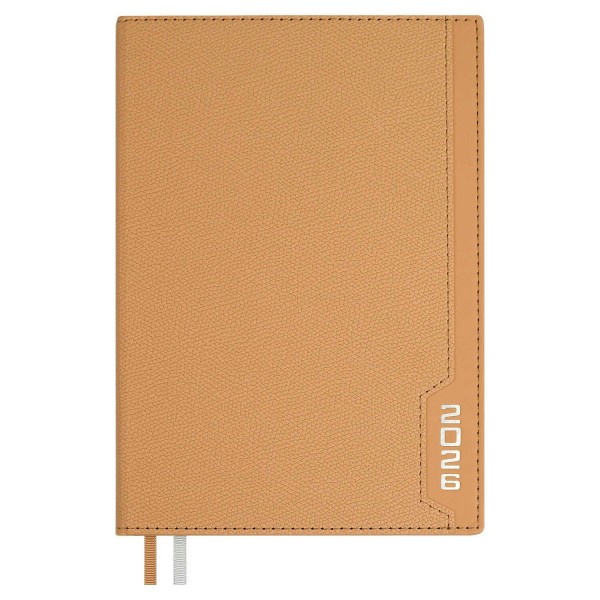 Ежедневник датированный 2026 А5 146х211 176 листов, линия, твердая обложка, кожзам Escalada Думай как миллиардер бежевый, 2 ляссе, 70г/м2 70238 Феникс 15/30