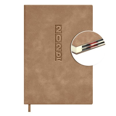 Ежедневник датированный 2026 А5 146х211 176 листов, линия, интегральная обложка, кожзам Escalada Думай как миллиардер бежевый, ляссе, 70г/м2 70270 Феникс 15/30