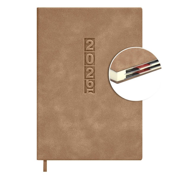 Ежедневник датированный 2026 А5 146х211 176 листов, линия, интегральная обложка, кожзам Escalada Думай как миллиардер бежевый, ляссе, 70г/м2 70270 Феникс 15/30