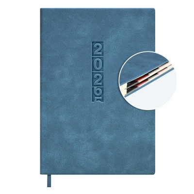 Ежедневник датированный 2026 А5 146х211 176 листов, линия, интегральная обложка, кожзам Escalada Думай как миллиардер голубой, ляссе, 70г/м2 70271 Феникс 15/30