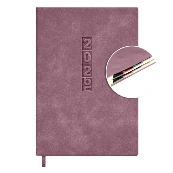 Ежедневник датированный 2026 А5 146х211 176 листов, линия, интегральная обложка, кожзам Escalada Думай как миллиардер сиреневый, ляссе, 70г/м2 70272 Феникс 15/30