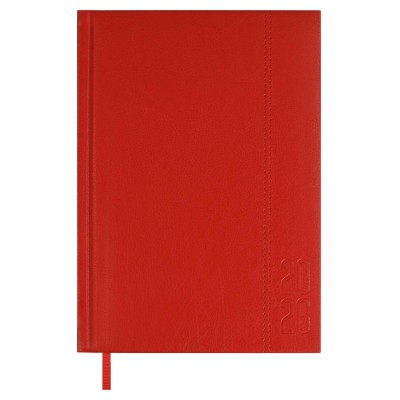 Ежедневник датированный 2026 А5 146х211 176 листов, линия, твердая обложка, кожзам Escalada красный, ляссе, 70г/м2 70227 Феникс 15/30