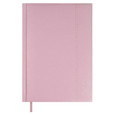 Ежедневник датированный 2026 А5 146х211 176 листов, линия, твердая обложка, кожзам Escalada розовый, ляссе, 70г/м2 70230 Феникс 15/30