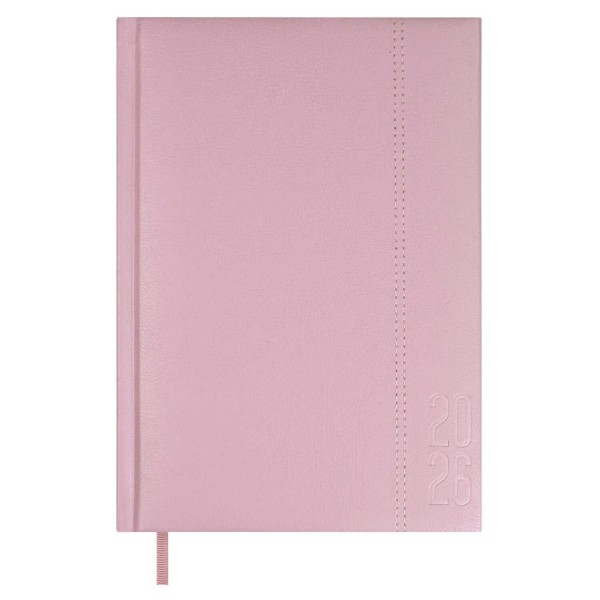 Ежедневник датированный 2026 А5 146х211 176 листов, линия, твердая обложка, кожзам Escalada розовый, ляссе, 70г/м2 70230 Феникс 15/30