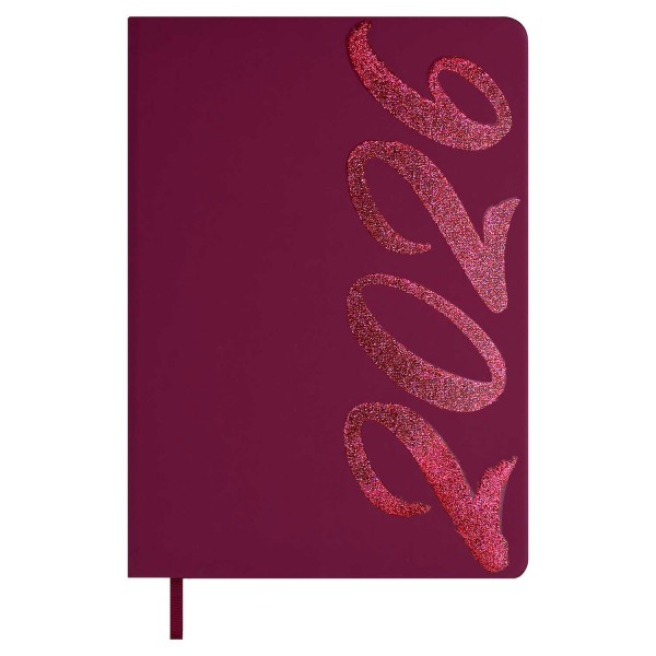 Ежедневник датированный 2026 А5 146х211 176 листов, линия, твердая обложка, Escalada, кожзам Софт-тач бордовый, ляссе, 70 г/м2 70233 Феникс 15/30