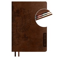Ежедневник датированный 2026 А5 146х211 176 листов, линия, твердая обложка, кожзам Escalada коричнеый, 2 ляссе, 70г/м2 70246 Феникс 15/30