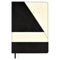 Ежедневник недатированный А5 146х211 160 листов, линия, твердая обложка, Escalada, кожзам бакстер черный, 2 ляссе, 70 г/м2 67218 Феникс 15/30