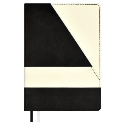 Ежедневник недатированный А5 146х211 160 листов, линия, твердая обложка, Escalada, кожзам бакстер черный, 2 ляссе, 70 г/м2 67218 Феникс 15/30