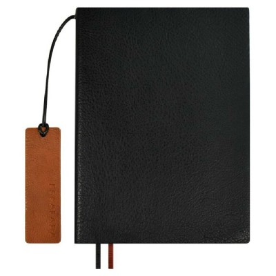 Ежедневник недатированный А5 175х245 160 листов, линия, мягкая обложка, Escalada, кожзам Шеврет черный, 2 ляссе, 70 г/м2 67193 Феникс