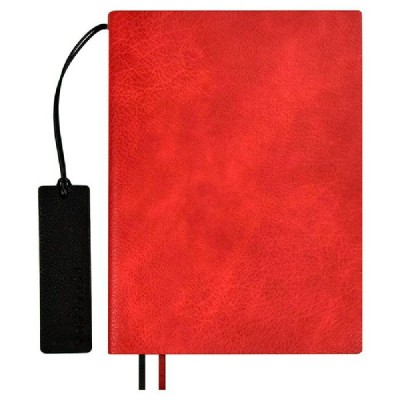 Ежедневник недатированный А5 175х245 160 листов, линия, мягкая обложка, Escalada, кожзам Шеврет красный, 2 ляссе, закладка из искусственной кожи, 70 г/м2 67196 Феникс 10/20