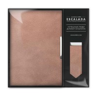 Набор подарочный Ежедневник недатированный А5 146х211 120 листов, линия, мягкая обложка, Escalada, кожзам Бакстар розовый, 2 ляссе,  70 г/м2 + закладка для книг 70566 Феникс 10/20