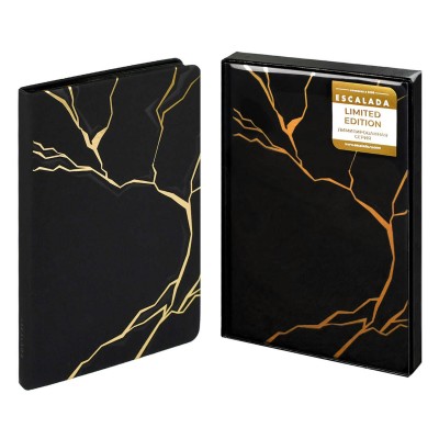 Ежедневник недатированный А5 146х211 176 листов, линия, твердая обложка, Escalada, кожзам Софт-тач черный, ляссе, 70 г/м2 70599 Феникс 15/30