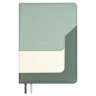 Ежедневник недатированный А5 146х211 160 листов, линия, твердая обложка, Escalada, кожзам Лайка светло-зеленый, 2 ляссе, 70 г/м2 70597 Феникс 15/30