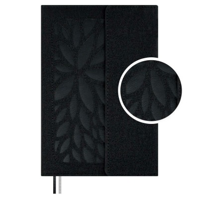 Ежедневник недатированный А5 146х211 160 листов, линия, твердая обложка, Escalada, кожзам Наппа черный, 2 ляссе, 70 г/м2 70602 Феникс 15/30