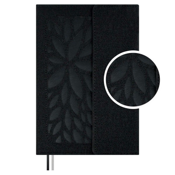 Ежедневник недатированный А5 146х211 160 листов, линия, твердая обложка, Escalada, кожзам Наппа черный, 2 ляссе, 70 г/м2 70602 Феникс 15/30