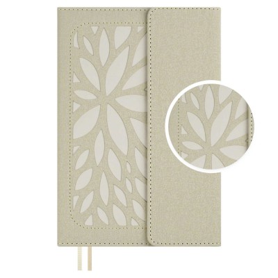 Ежедневник недатированный А5 146х211 160 листов, линия, твердая обложка, Escalada, кожзам Наппа бежевый, 2 ляссе, 70 г/м2 70604 Феникс 15/30