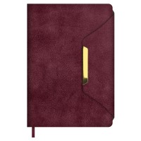 Ежедневник недатированный А5 146х211 160 листов, линия, твердая обложка, Escalada, кожзам Спилок делавэ бордовый, ляссе, металлический шильд, 70 г/м2 70608 Феникс 15/30