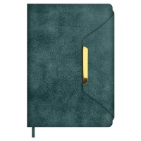 Ежедневник недатированный А5 146х211 160 листов, линия, твердая обложка, Escalada, кожзам Спилок делавэ бирюзовый, ляссе, металлический шильд, 70 г/м2 70610 Феникс 15/30