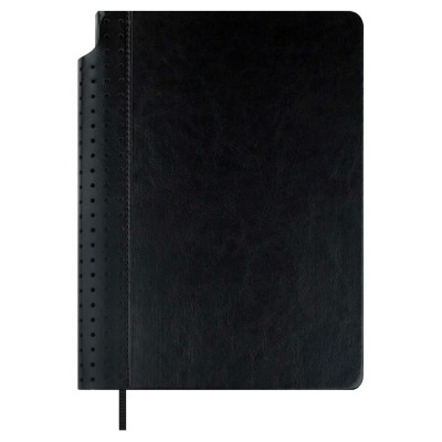 Ежедневник недатированный А5 156х211 160 листов, линия, твердая обложка, Escalada, кожзам Сериф черный, ляссе, 70 г/м2, перфорация 70619 Феникс 15/30