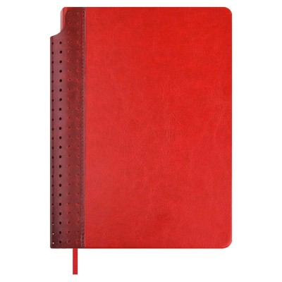 Ежедневник недатированный А5 156х211 160 листов, линия, твердая обложка, Escalada, кожзам Сериф красный, ляссе, 70 г/м2, перфорация 70620 Феникс 15/30