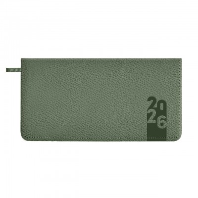 Еженедельник датированный 2026 170х88 64 листа, линия, твердая обложка, Escalada, кожзам Джут хаки, ляссе, 70 г/м2 70379 Феникс 40/80