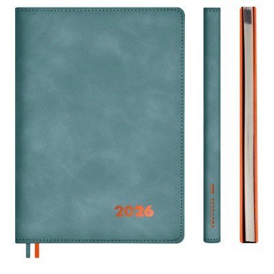 Еженедельник датированный 2026 А5+ 157х225 80 листа, линия, мягкая обложка, Escalada, кожзам Нубук бирюзовый, 2 ляссе, 70 г/м2 70332 Феникс 15/30