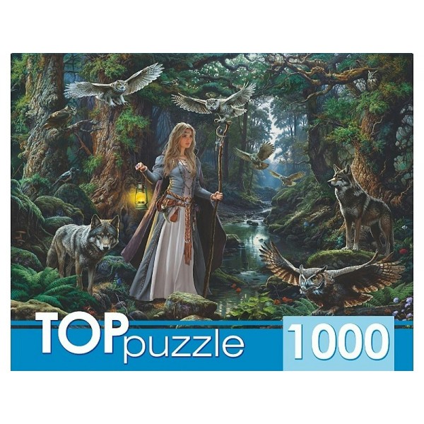 Рыжий кот Пазл 1000 TopPuzzle Девушка с волками и совами Ф1000-5889 Россия